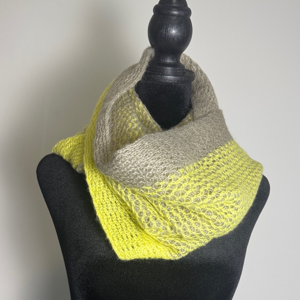 Elegant Altare Yellow and Gray Knit Scarf Soft Infinity Scarf